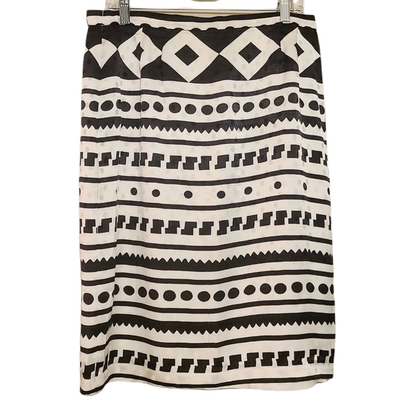 Maggy London | Vintage Graphic Print Silk Pencil Skirt (Size 14) - Picture 1 of 16